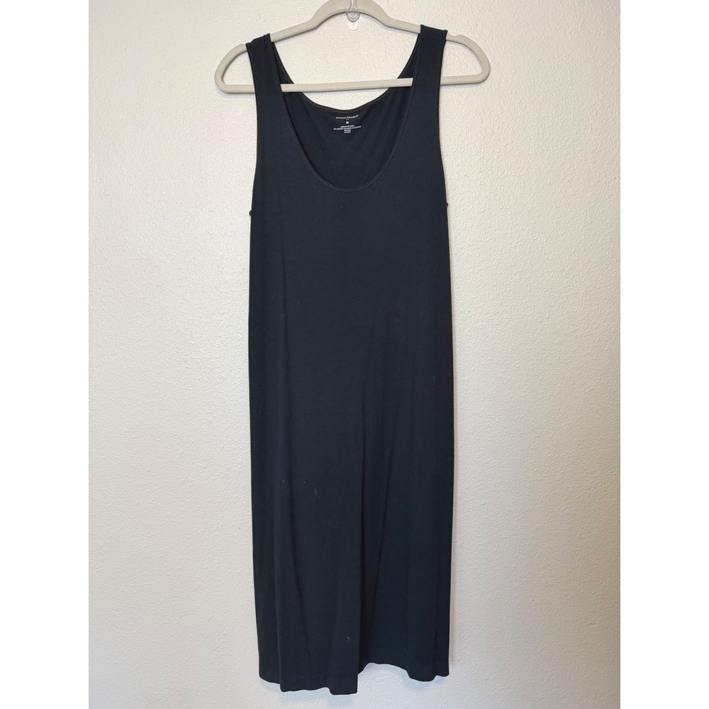 Banana Republic Black Ribbed Tank Midi Dress Size M Scoop Neck Sleeveless